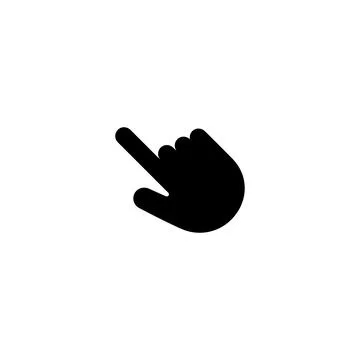 Black pointing hand icon for digital interface navigation Stock Illustration