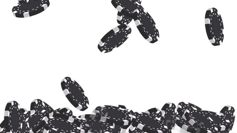 Black Poker Chips Falling and Bouncing on White Background 스톡 동영상 340012497