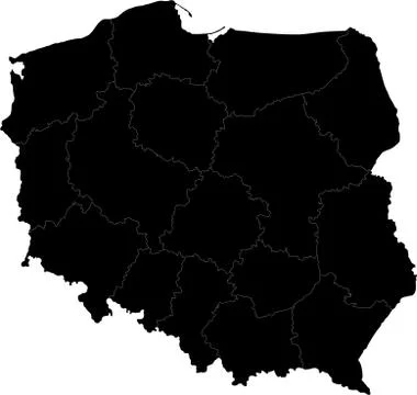 Black Poland map Stock Illustration