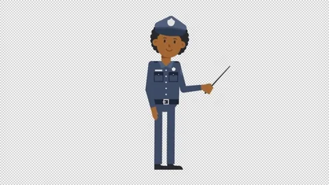 Black Policeman Holding Pointer Stick Stock Footage 205044334