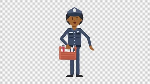 Black Policeman Holding Toolbox Video stock 205044376