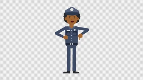 Black Policeman Pointing Below Stock Footage 205044406