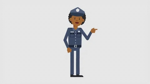 Black Policeman Pointing Right Stock Footage 205044415