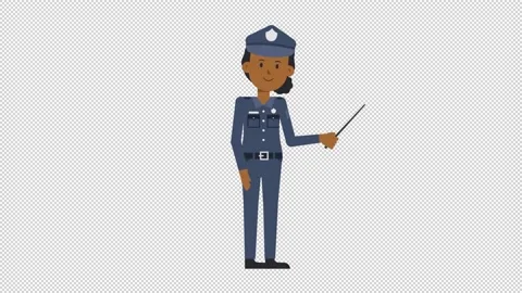 Black Policewoman Holding Pointer Stick Stock Footage 205046888