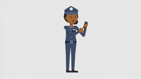 Black Policewoman Using Phone Stock Footage 205047080