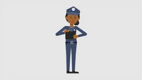 Black Policewoman Using Tablet Happy Stock Footage 205047083