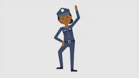 Black Policewoman Warmup Exercise Video stock 205046867