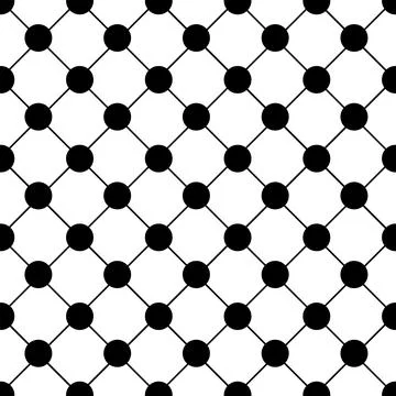 Black Polka dot Chess Board Grid White Background Stock Illustration