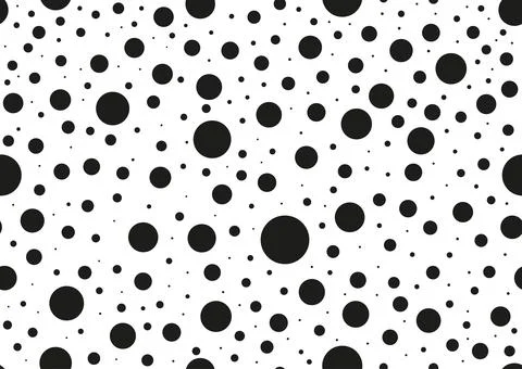 Black polka dot circular random seamless pattern. Stock Illustration