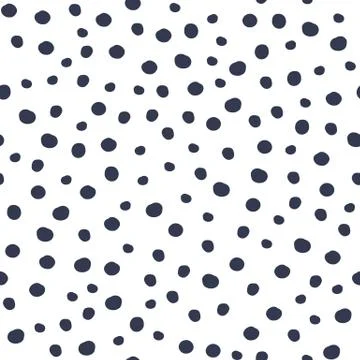 Black polka dot seamless pattern on white background. Monochrome funny wallpa 스톡 일러스트