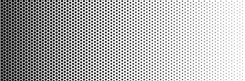 Black polygon halftone dots effect in black and white color. Halftone effect. Stock Illustration