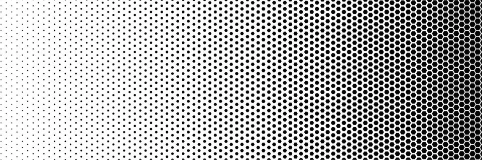Black polygon halftone dots effect in black and white color. Halftone effect. Stock Illustration