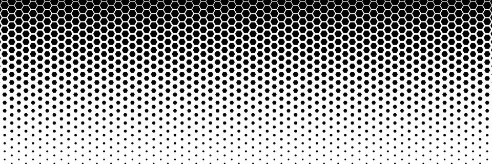 Black polygon halftone dots have a black and white effect. Vertical halftone  Stock Illustration