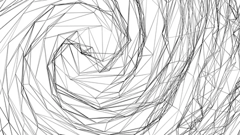Black polygonal mesh slowly moves in a spiral against a white background. Stock Footage 82487336
