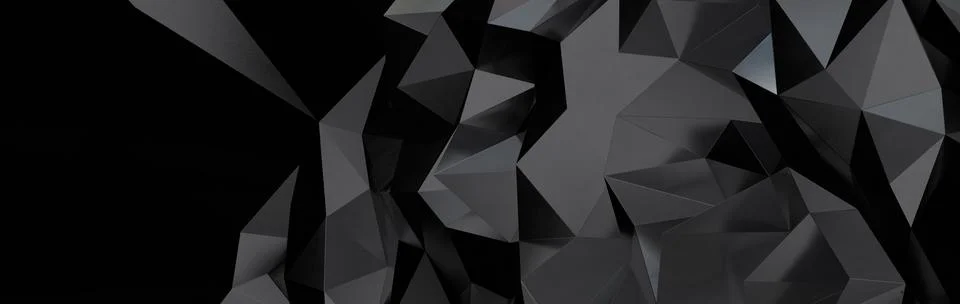 Black polygonal surface 3D rendering background Stockillustratie