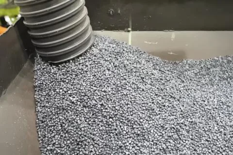 Black Polypropylene, Granules for Plastic Pipe Production Stock Photos