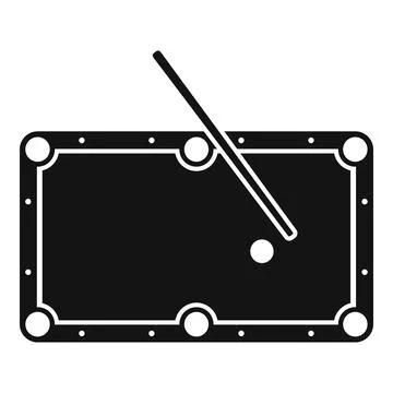 Black pool table with cue and ball icon Stock Illustration