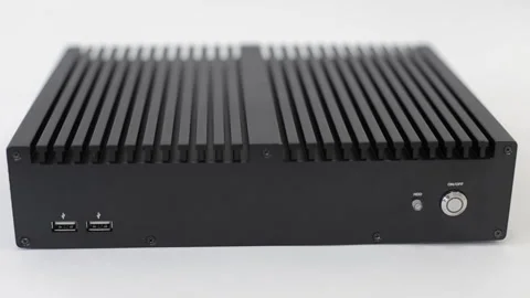 Black portable computer's isolated close up tilt shot Stock Footage 203945285