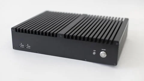 Black portable computer's isolated close up tilt shot Stock Footage 203945448