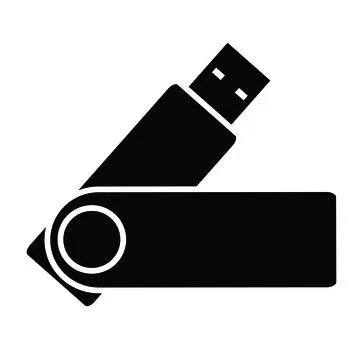 Black Portable USB Flash solid color on White Background Icon イラスト素材