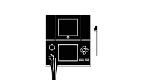 Black Portable video game console icon isolated on white background. Gamepad Stock Footage 233816813