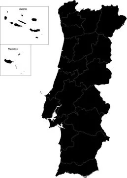 Black Portugal map Stock Illustration