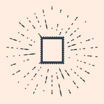 Black Postal stamp icon isolated on beige background. Abstract circle random Illustrazione stock