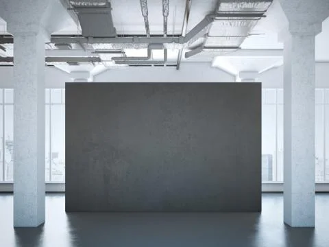 Black poster in a modern loft. 3d rendering イラスト素材