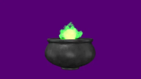 Black pot with green magic smoke. Stock Footage 314674790