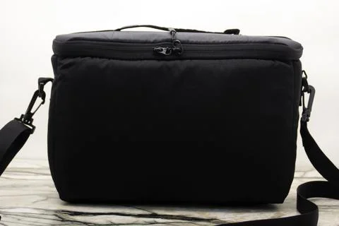 Black pouch on a white background silk string Stock Photos