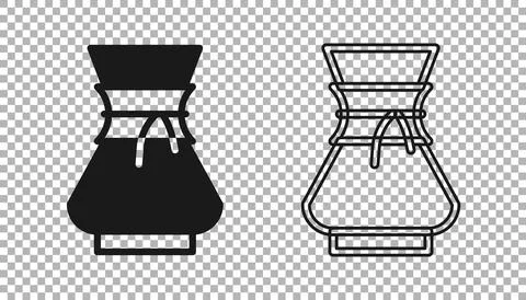 Black Pour over coffee maker icon isolated on transparent background Ilustração Stock