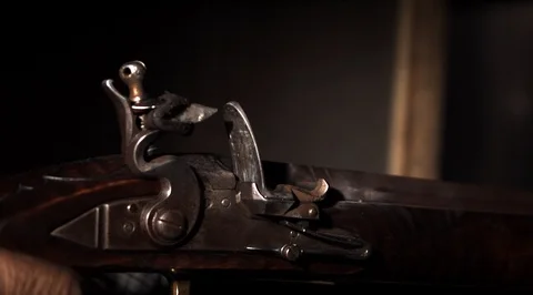 Black powder front loader gun. Lancaster.Ultra slow motion hispeed 5000fps Stock Footage 93212937