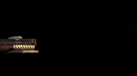 Black powder front loader gun. Lancaster.Ultra slow motion hispeed 5000fps Video stock 93213112