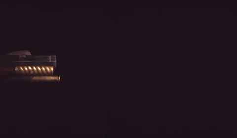 Black powder front loader gun. Lancaster.Ultra slow motion hispeed 10000fps Stock Footage 93213147
