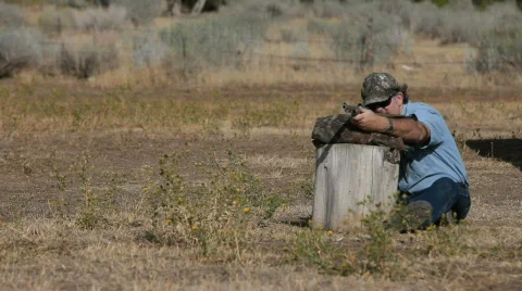 Black powder rifle target practice Slow P HD 2262 Stock Footage