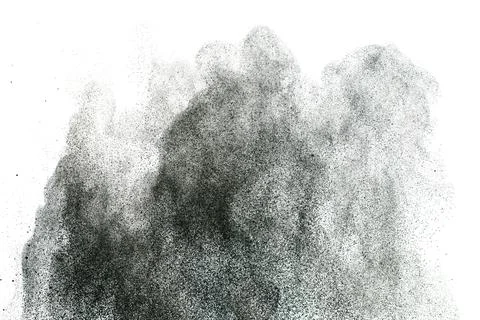 Black powder splatter background.Dust particles texture. Grunge urban backdro Stock Photos