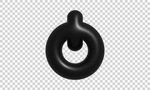 Black power button icon. 3D render of a glossy power symbol for digital int.. Stock Illustration