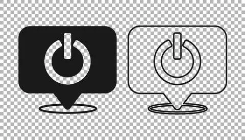 Black Power button icon isolated on transparent background. Start sign. Vector Stock Illustration