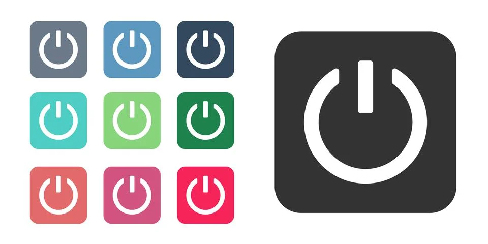 Black Power button icon isolated on white background. Start sign. Set icons Stock Illustration