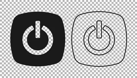 Black Power button icon isolated on transparent background. Start sign. Vector Stock Illustration