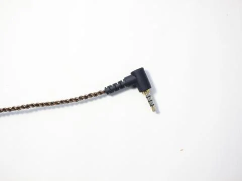 Black power cable with plug isolated on white background Stock Photos