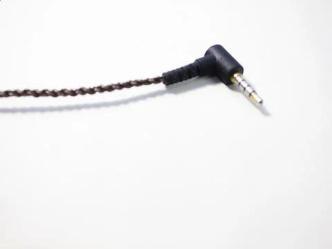 Black power cable with plug isolated on white background Stock Photos