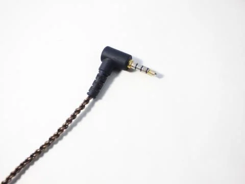 Black power cable with plug isolated on white background Stock Photos
