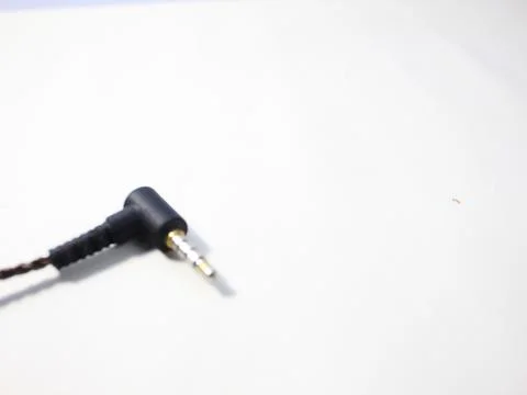 Black power cable with plug isolated on white background Stock Photos