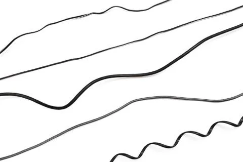 Black power cable socket set  isolated on white background -  Image Stock Photos