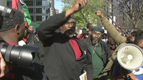 Black power chant by Black Panthers Stock Footage 10850754