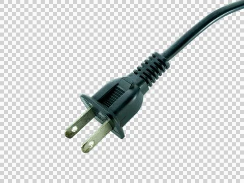 Black power plug isolated on transparent background. Stock Photos