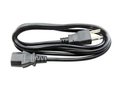 Black power plug isolated on white background with clipping path. Stock Photos