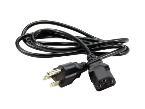 Black power plug isolated on white background with clipping path. Stock Photos