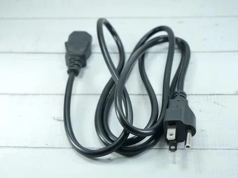 Black power plug on white background. Stock Photos